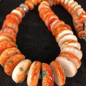 NA Orange Spiny Oyster Turquoise Sterling Silver